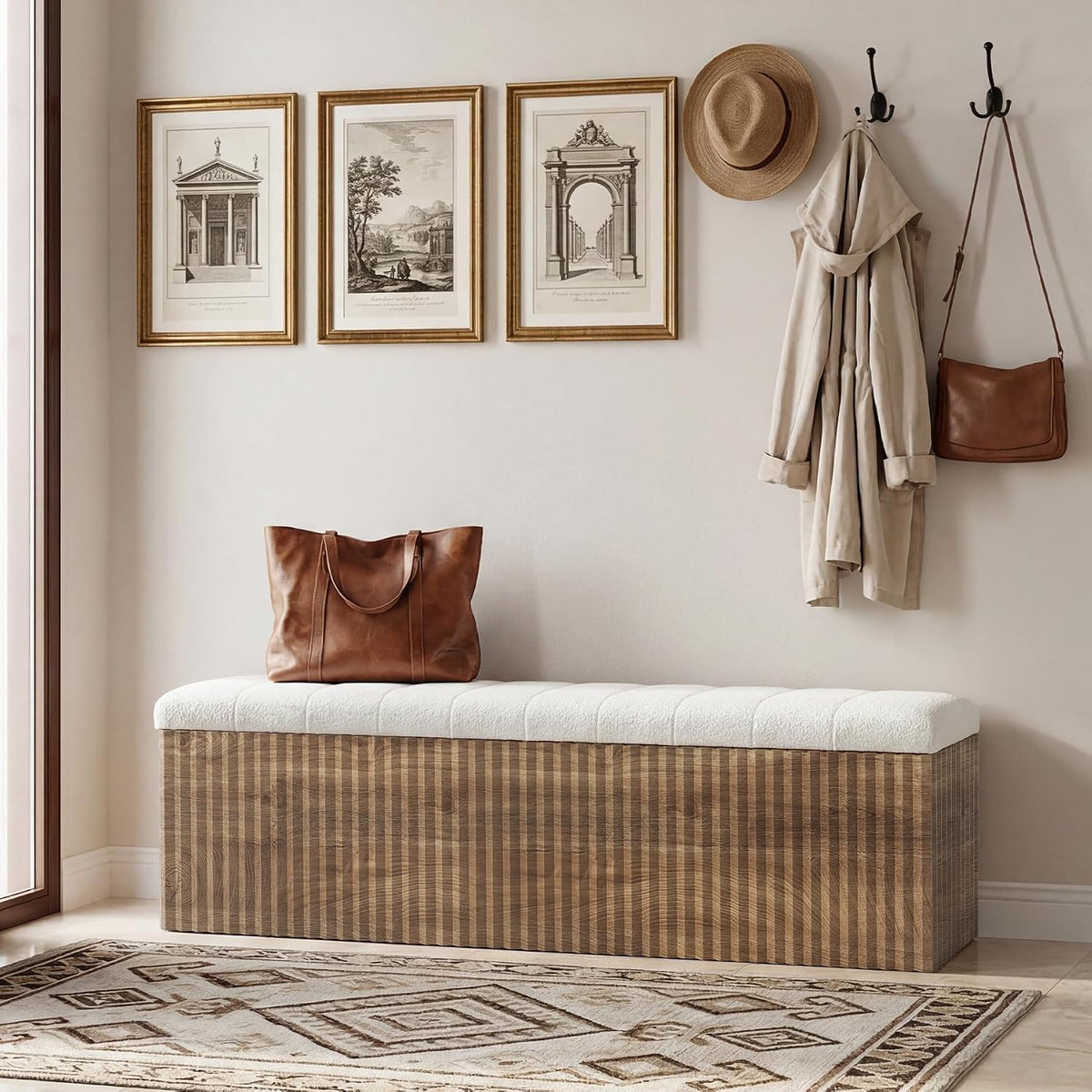 little tree upholstered end of bed storage bench, package contents