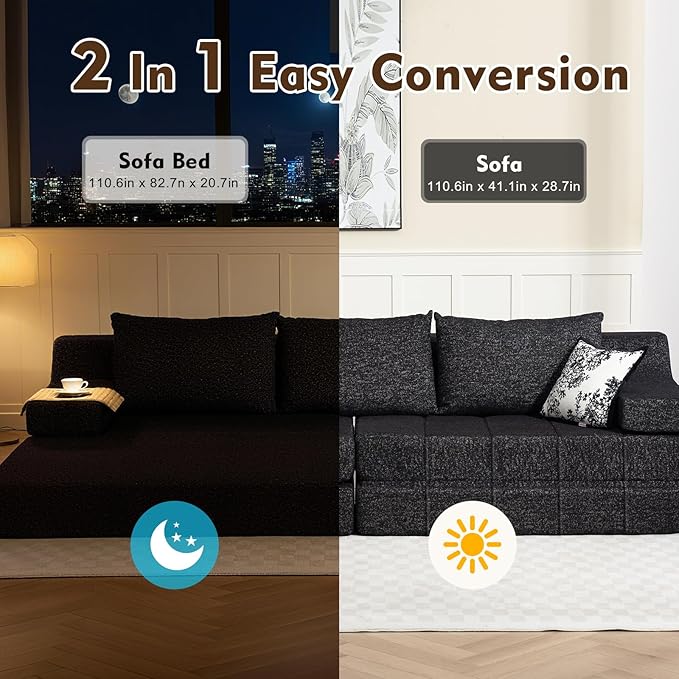 MEISSALIVVE Pull Out Sofa Bed, Queen Size Sleeper Sofa Bed - Image 4