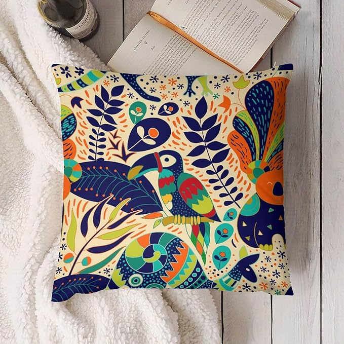 Boho Nature Pillowcases Set of 2 Colorful Bohemian Forest Nature Animals Ethnic - Image 4