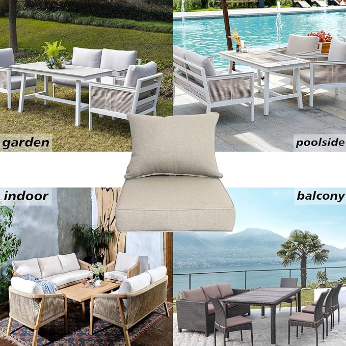Outdoor 22x24 Inch Deep Seat Patio Cushion Set Outdoor Chair Cushions - Image 7