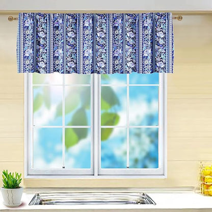 2 Pack Floral Kitchen Window Valance Pink Flower Farmhouse Country Rod Pocket by Deztibos