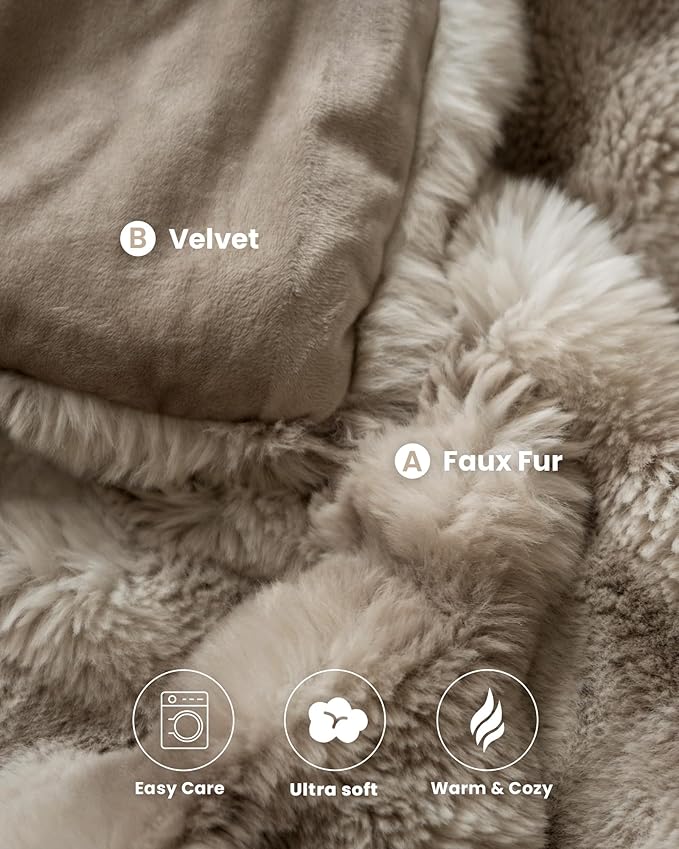 Ultra Soft Cozy Faux Fur Throw Blanket, Fuzzy Plush Thick Bubble Blanket - Image 3