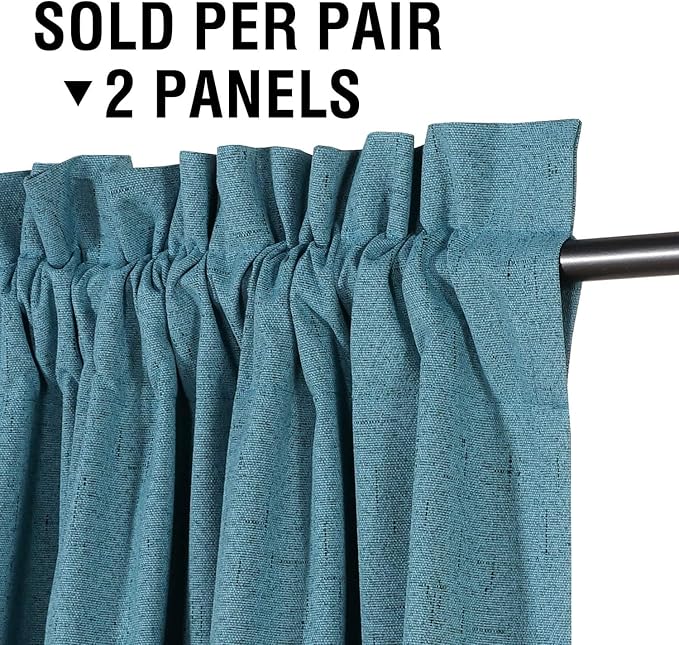 H.VERSAILTEX Linen Look 100% Blackout Curtains 45 Inches Long - Image 3
