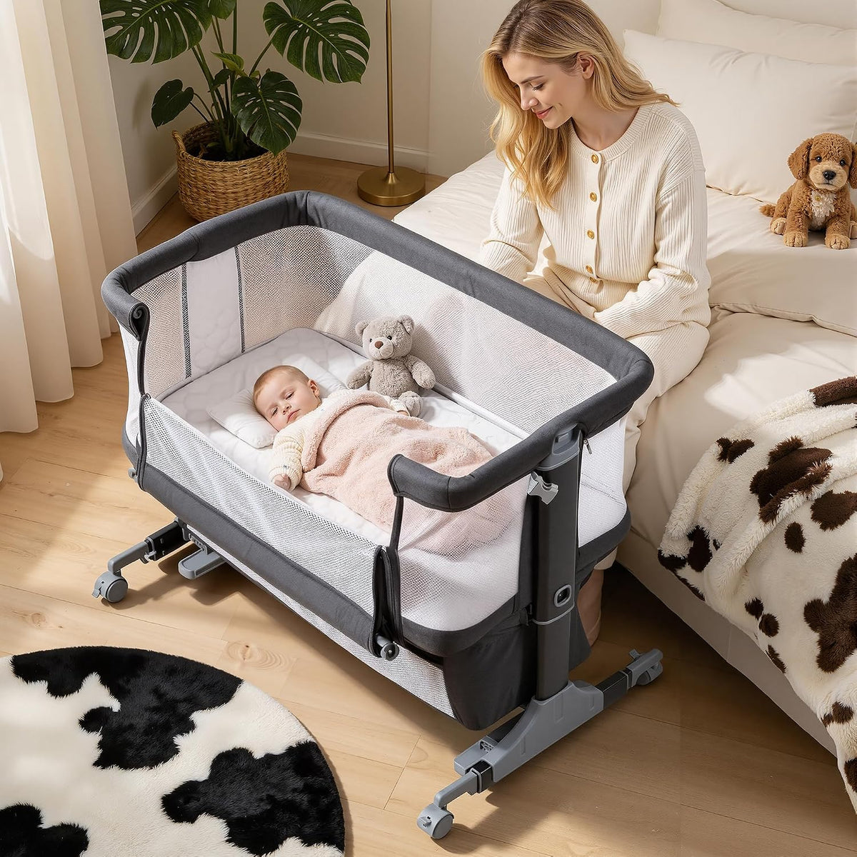 4 in 1 bassinet bedside sleeper with rocking, main product view