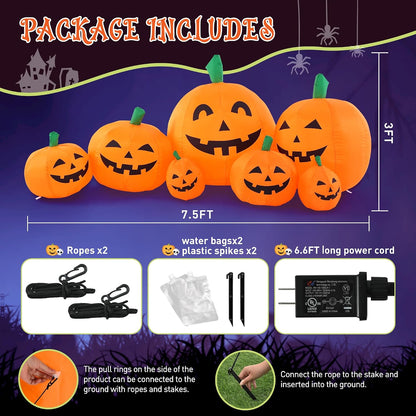 TISEJOY 7.5FT Halloween Inflatables Outdoor Decorations Pumpkin