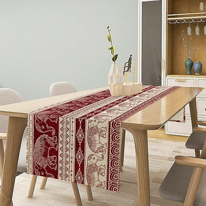 Elephant Aztec Table Runner, African Tribe Native Boho Animals Elephant Exotic - Image 6