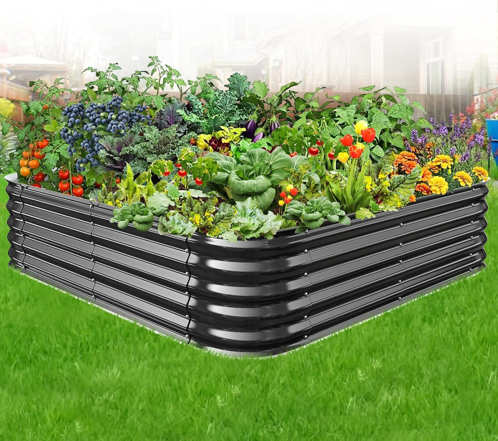 Black Painted Galvanized Metal Raised Garden Bed,Garden Planter Bed Outdoor