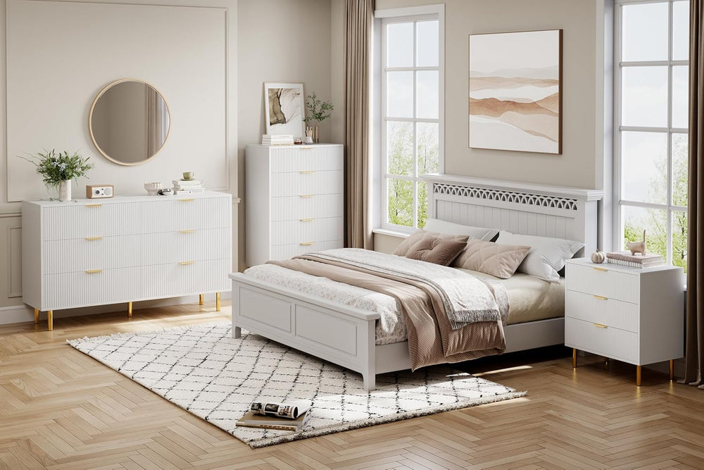 GarveeHome Fluted 3 Drawer Dresser for Bedroom, 30" Wooden Dressers