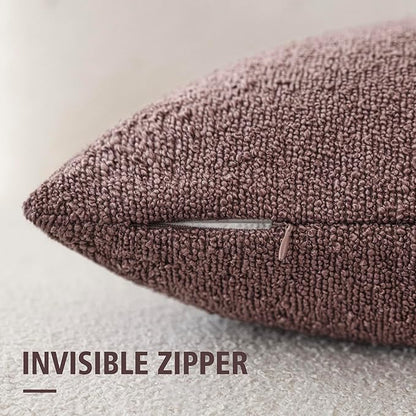 Foindtower Pack of 2 Textured Boucle Throw Pillow Covers Accent Solid - Image 2