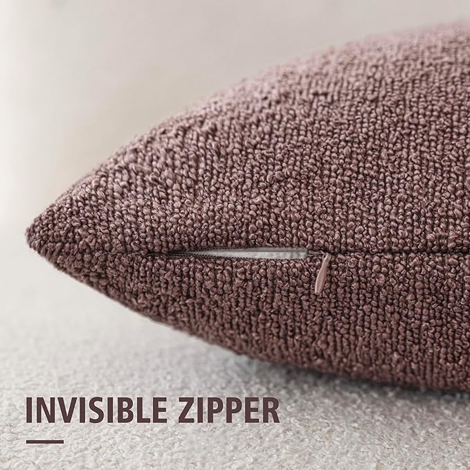 Foindtower Pack of 2 Textured Boucle Throw Pillow Covers Accent Solid Pillow - Image 2