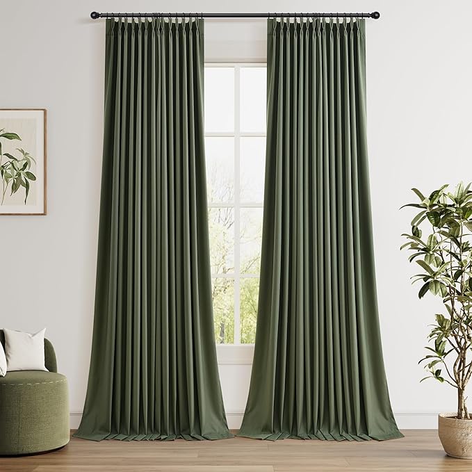 Joywell 100% Blackout Pinch Pleat Linen Curtains 120 Inches Long by Joywell