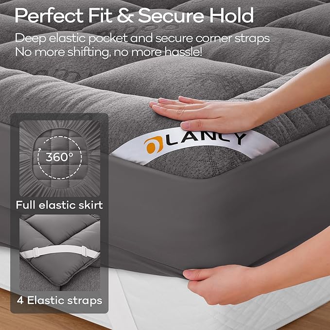 OLANLY Full Mattress Topper – Viscose Made from Bamboo, Cooling Soft Full - Image 4