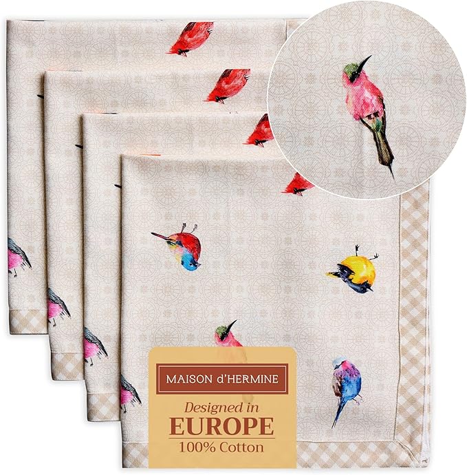 Maison d' Hermine Cloth Napkins Set of 4 100% Cotton Everyday Reusable Square by MaisondHermine