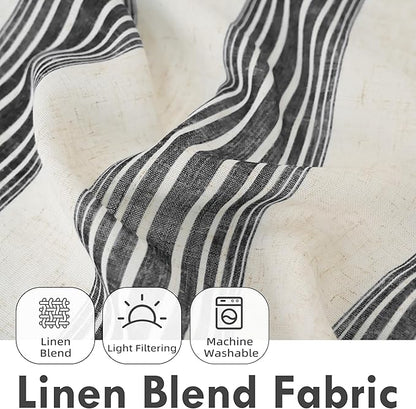 DriftAway Farmhouse Vertical Striped Linen Blend Textured Light Filtering Semi - Image 2