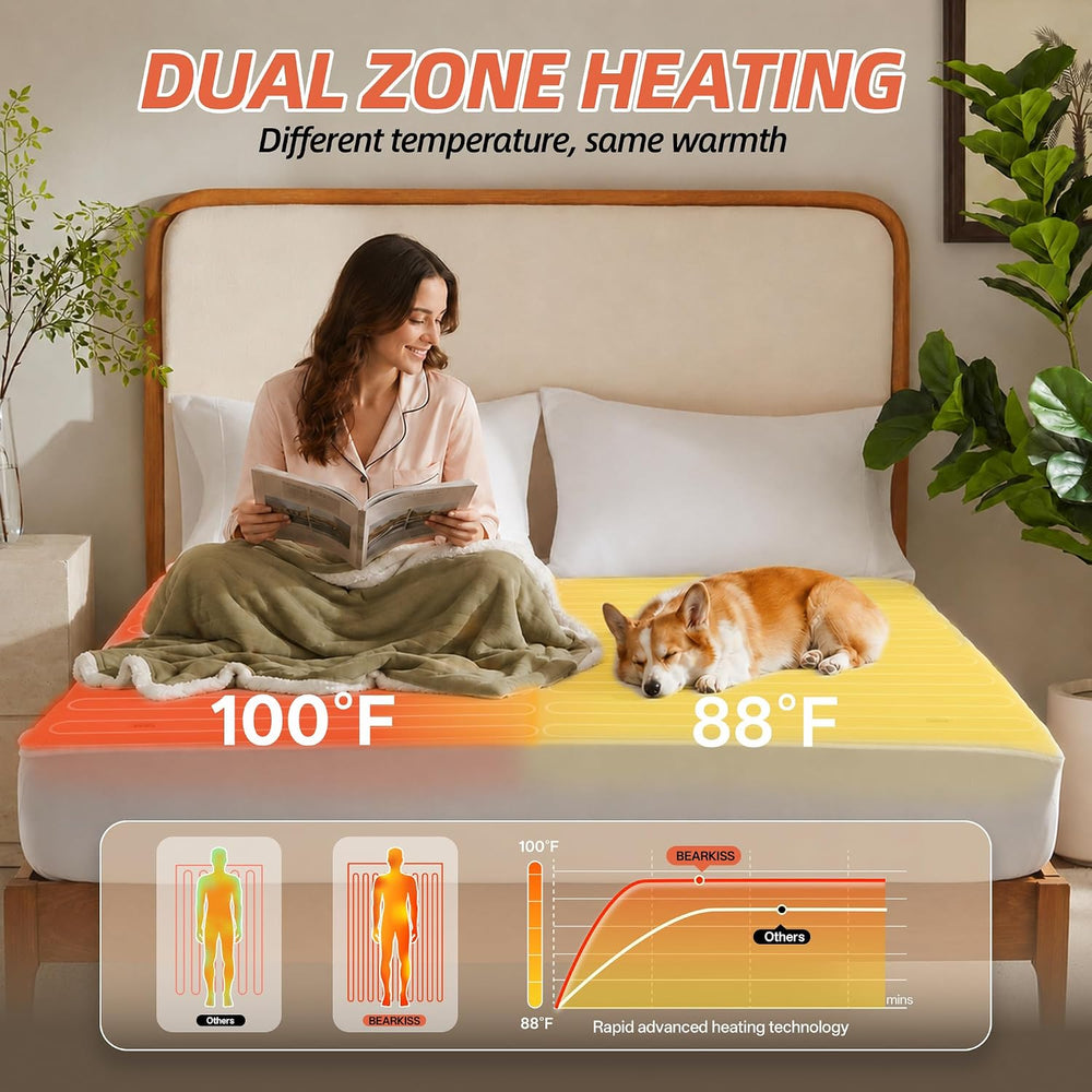 Heated Mattress Pad Queen, Cozy Bed Warmer with Preheat & Memory