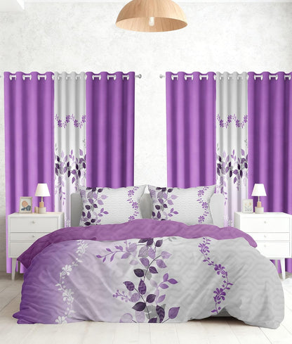 queen size purple bedspread set with curtains, main product view