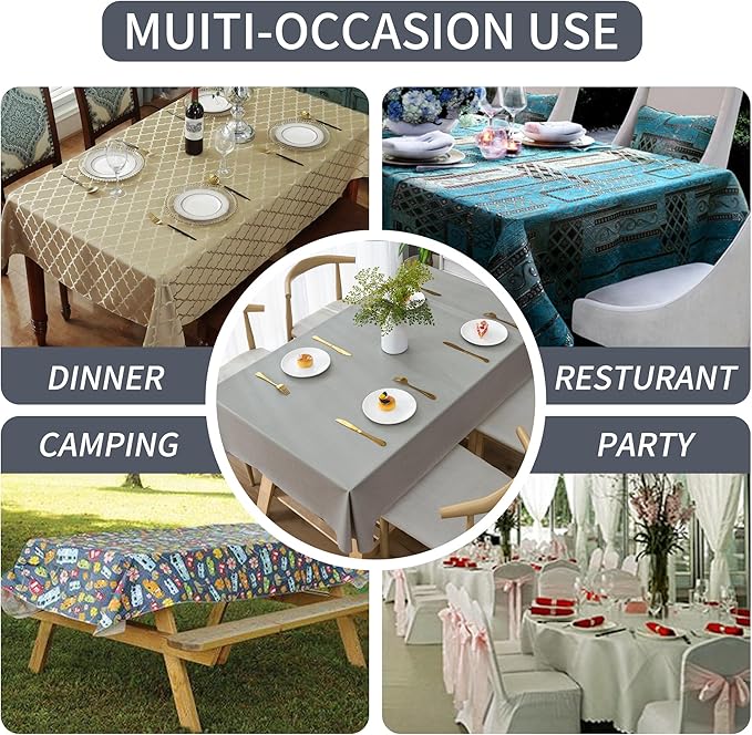 Rectangle Table Cloth, 100% Waterproof Tablecloth Oil Proof Spill Proof Vinyl - Image 5