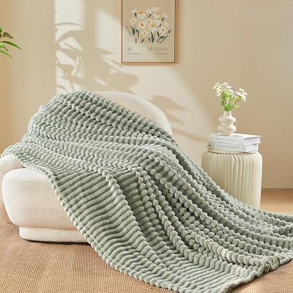 NEWCOSPLAY Super Soft Twin Blanket Sage Green Premium Silky Flannel Fleece 3D - Image 7