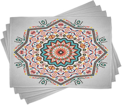 Ambesonne Tribal Place Mats Set of 4, Abstract Style Themed Boho Sun Pattern by Ambesonne