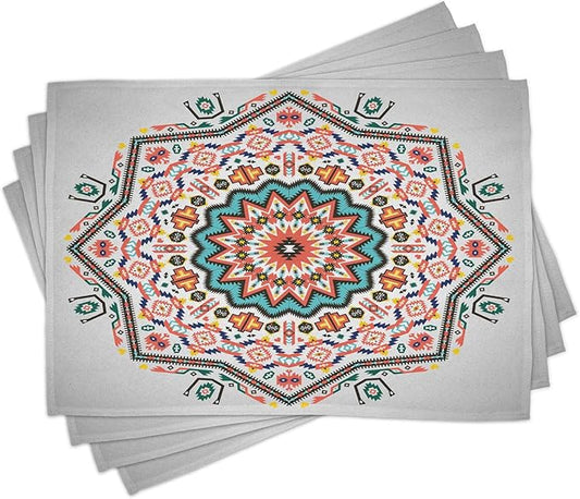 Ambesonne Tribal Place Mats Set of 4, Abstract Style Themed Boho Sun Pattern by Ambesonne