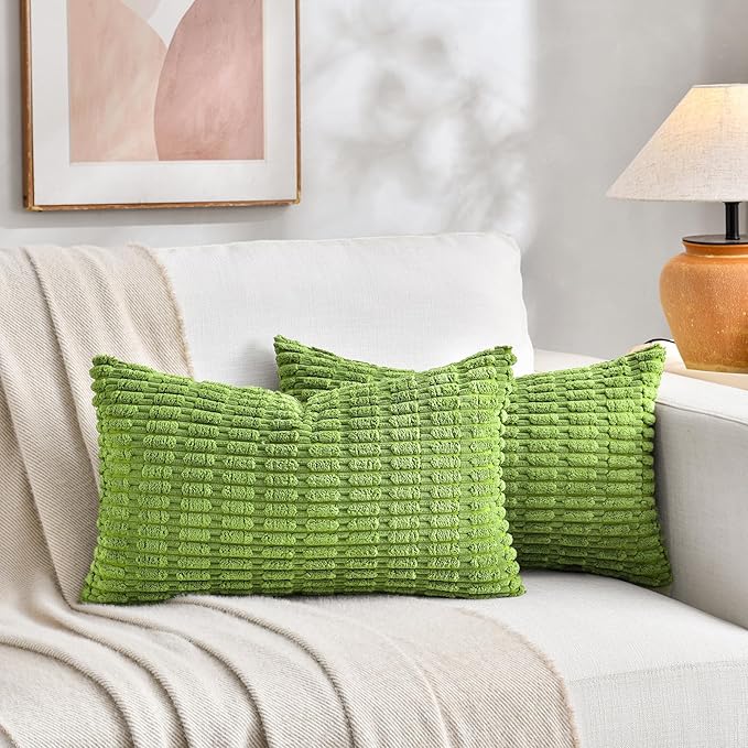 Fancy Homi 4 Packs Boho Lime Green Decorative Throw Pillow Covers 12x20 Inch - Image 5