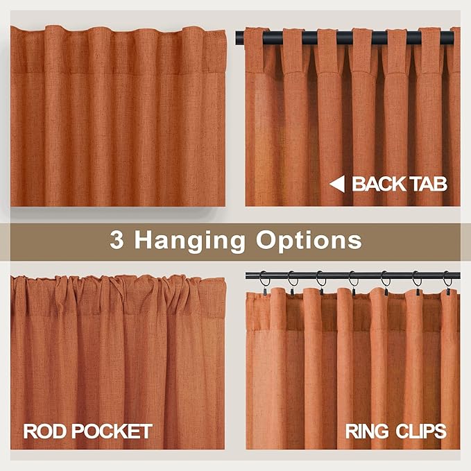 Pitalk 60 Inch Wide Curtains for Living Room 2 Panels Back Tab Pocket Drape - Image 5