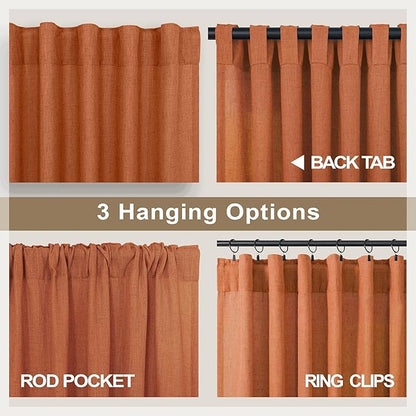 Burnt Orange Linen Curtains 63 Inch Length - Image 5