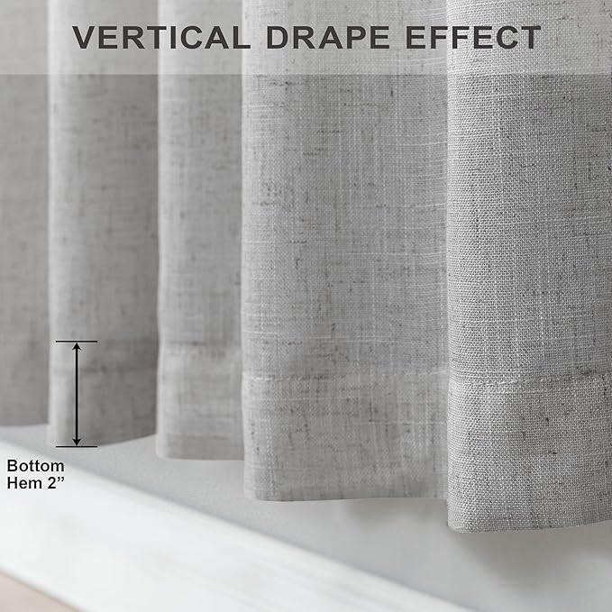 Pitalk Grey Linen Curtains 5 FT Wide by 84 Inch Length - Image 6