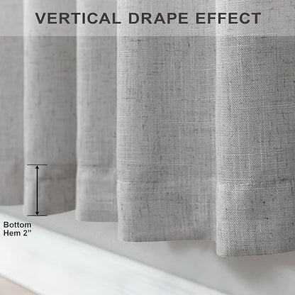 Gray Curtains 54 Inch Length for Boys Bedroom 2 Panels Pocket Back Tab Linen - Image 6
