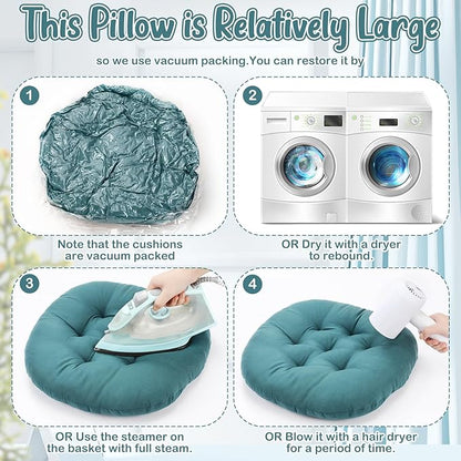 Fumete 12 Pcs Floor Pillows Cushions Seating 16 x 16 Inches Color Round Seat - Image 2