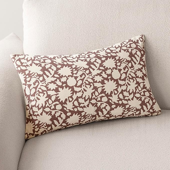 Foindtower Set of 2 Decorative Neutral Floral Throw Pillow Covers Accent - Image 3