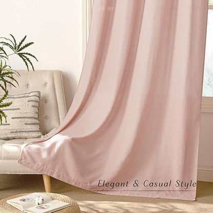 NICETOWN Linen Light Pink Sheer Curtains - Image 8