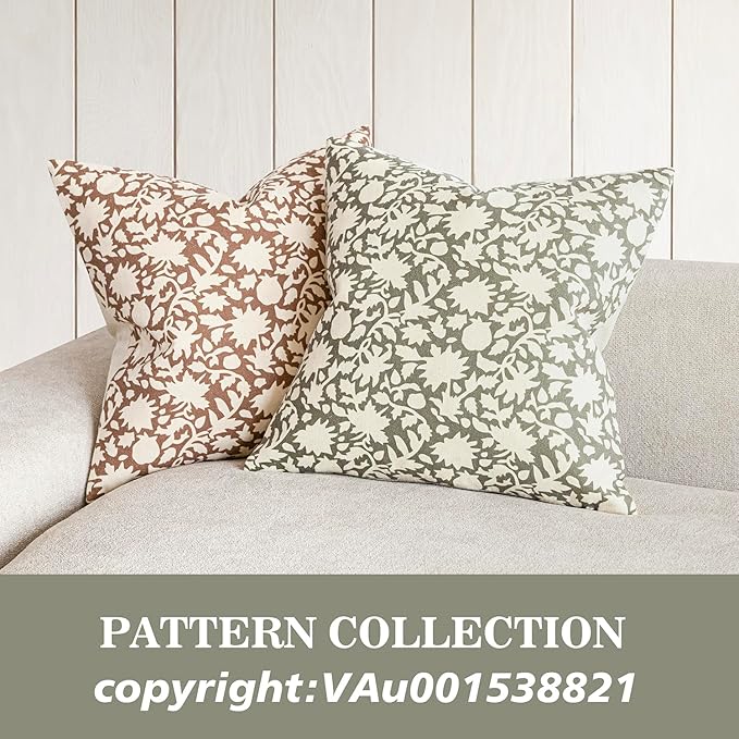 Foindtower Set of 2 Decorative Neutral Floral Throw Pillow Covers Accent - Image 3