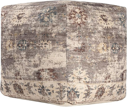 L. R. Resources, Inc. LR Home Vintage Floral Square Indoor Medium Pouf Ottoman - Image 2