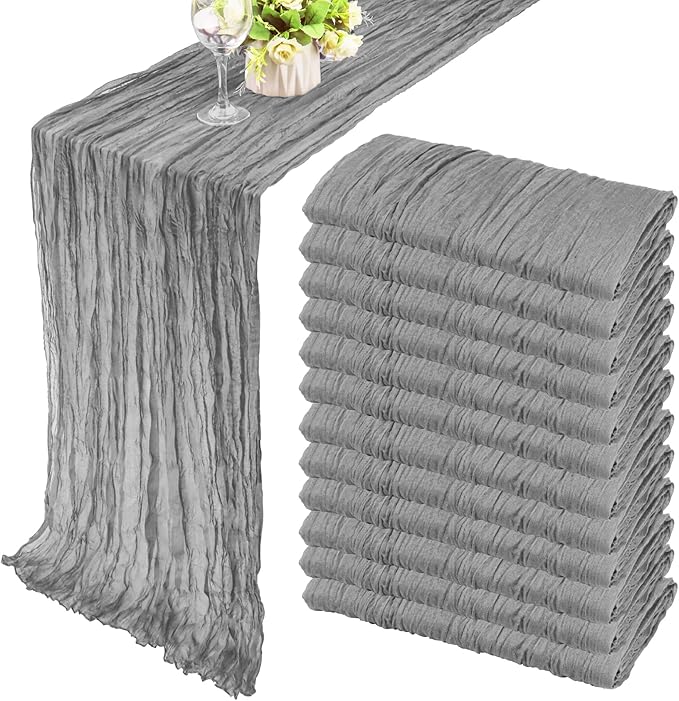 12 Pack 10Ft Cheesecloth Boho Gauze Table Runner by Fivenl