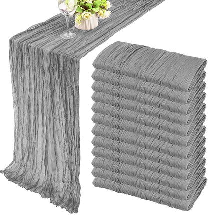 Fivenl 12 Pack Cheesecloth Table Runner 35x72 Inch Boho Gauze Table Runner by Fivenl
