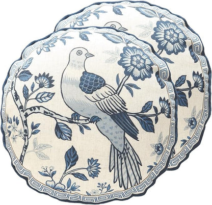 Chinoiserie Throw Pillow Covers Set of 2, Classic Chinoiserie Blue and White by bilingaier