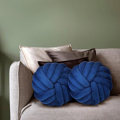 Fumete 2 Pcs 14 Inches Knot Pillow Round Throw Soft Plush Knot Ball Pillow - Image 6