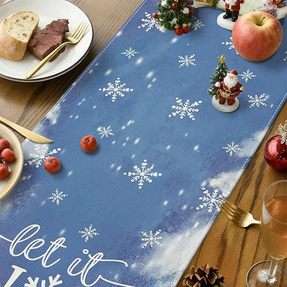 OTOSTAR A Couple Snowman Let It Snow Christmas Table Runner, Xmas Seasonal - Image 3