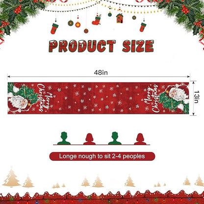 OTOSTAR Christmas Tree and Santa Claus Merry Christmas Table Runner, Xmas - Image 5