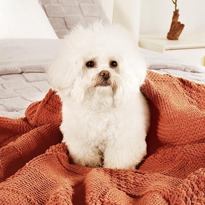 Amélie Home Checkered Chenille Knit Throw Blanket - Image 3