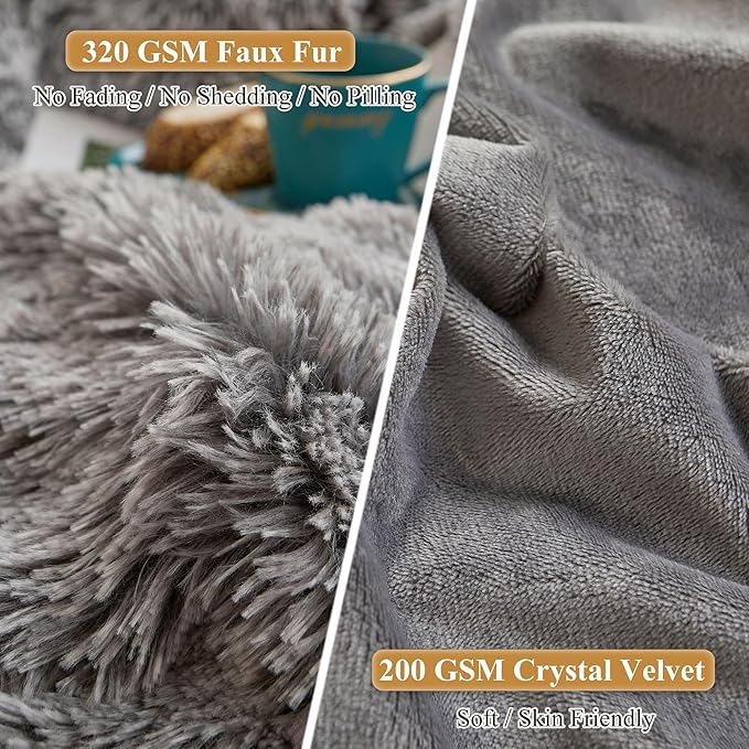 XeGe Fluffy Faux Fur Pillow Cases, Plush Shaggy Ultra Soft Fuzzy Pillowcases - Image 4