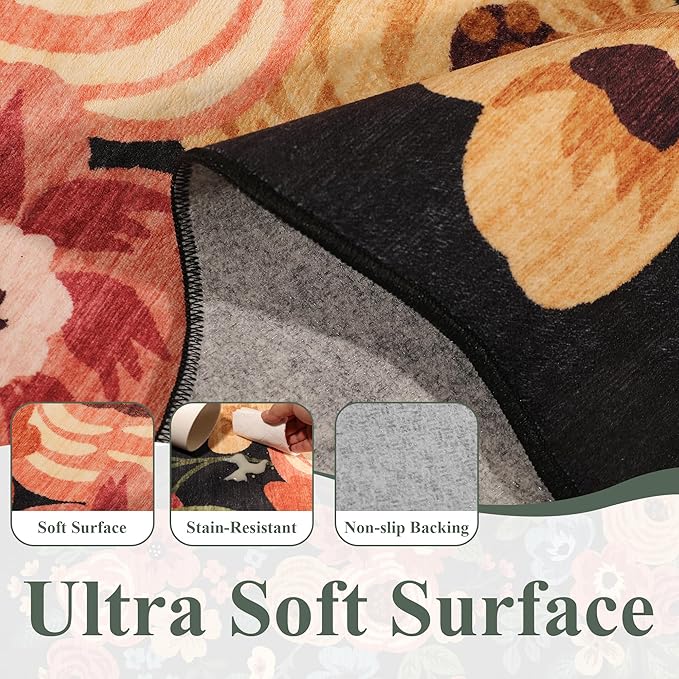 DUKINO 2x3 Entryway Rug, Floral Washable Indoor Door Mat - Image 5