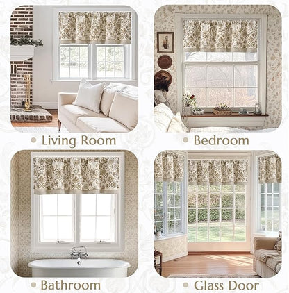 JINCHAN Linen Valance Kitchen Curtain - Image 6