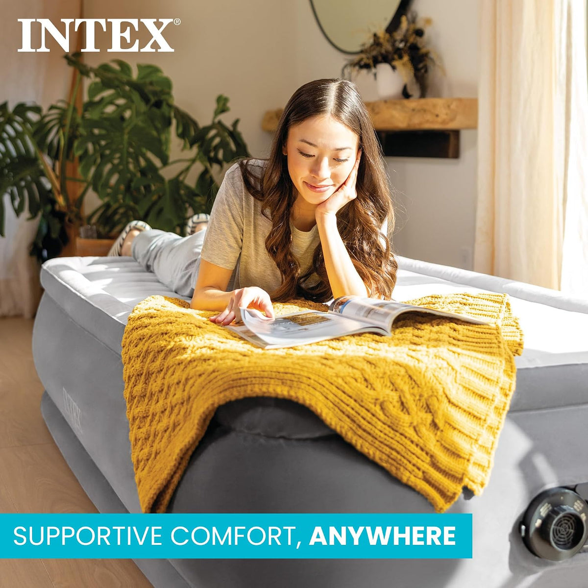 intex dura-beam 18" king size air mattress with, close-up detail