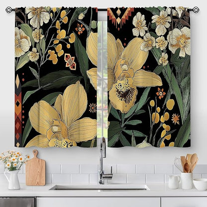 Aimego Boho Floral Kitchen Curtains by Aimego