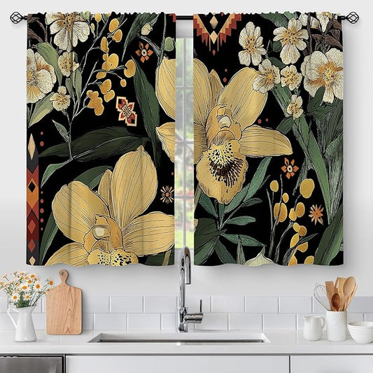 Aimego Boho Floral Kitchen Curtains by Aimego