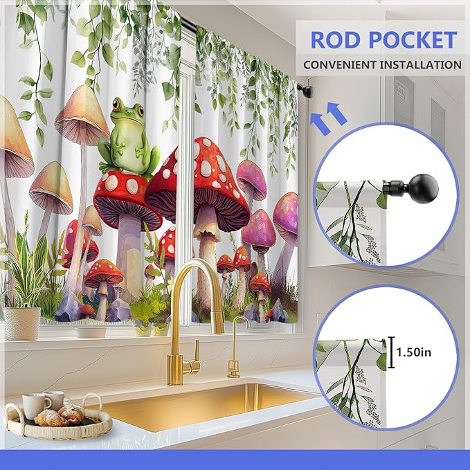 Aimego Mushroom Frog Kitchen Curtains - Image 4