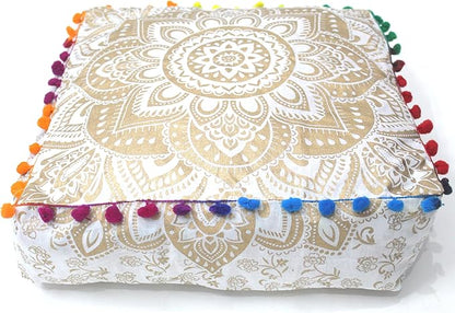 CRAFT KALA 16" Square Large Hippie Mandala Meditation Floor Ottoman Pillow - Image 5