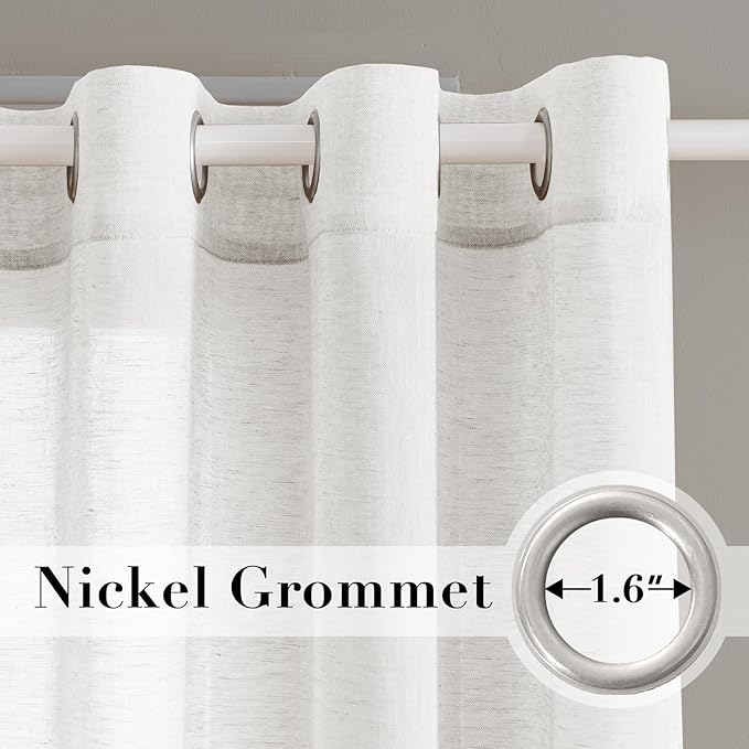 H.VERSAILTEX White Linen Curtains 96 inches Long Natural Linen Blended - Image 2